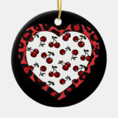 RAB-kersen Leopard Print Heart Rockabilly Keramisch Ornament (Voorkant)