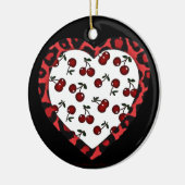 RAB-kersen Leopard Print Heart Rockabilly Keramisch Ornament (Links)