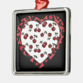RAB-kersen Leopard Print Heart Rockabilly Metalen Ornament (Links)