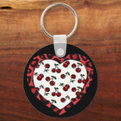 RAB-kersen Leopard Print Heart Rockabilly Sleutelhanger (Voorkant)