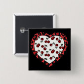 RAB-kersen Leopard Print Heart Rockabilly Vierkante Button 5,1 Cm (Voorkant /achterkant)