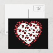 RAB kersen Luipaardprint Hart Rockabilly Briefkaart (Voorkant / Achterkant)