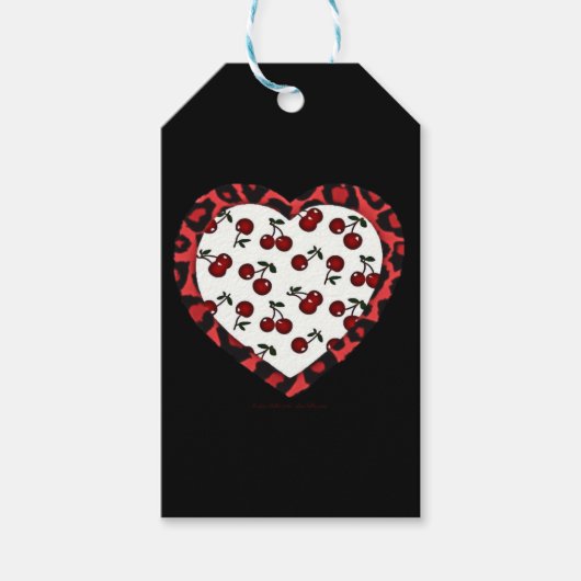 RAB kersen Luipaardprint Hart Rockabilly Cadeaulabel (Voorkant)
