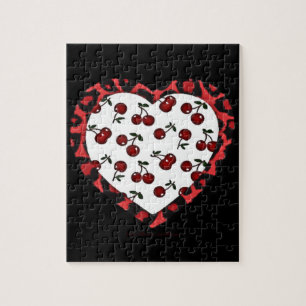 RAB kersen Luipaardprint Hart Rockabilly Legpuzzel