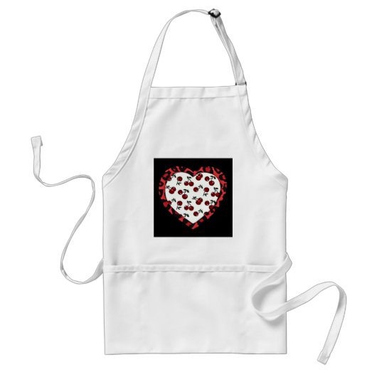 RAB kersen Luipaardprint Hart Rockabilly Standaard Schort (Voorkant)