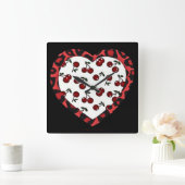 RAB kersen Luipaardprint Hart Rockabilly Vierkante Klok (Huis)