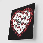 RAB kersen Luipaardprint Hart Rockabilly Vierkante Klok (Hoek)