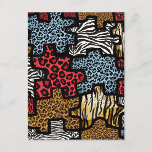RAB Rockabilly Animal Print Puzzle Briefkaart