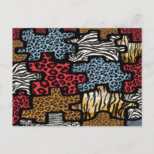 RAB Rockabilly Animal Print Puzzle Briefkaart (Voorkant)