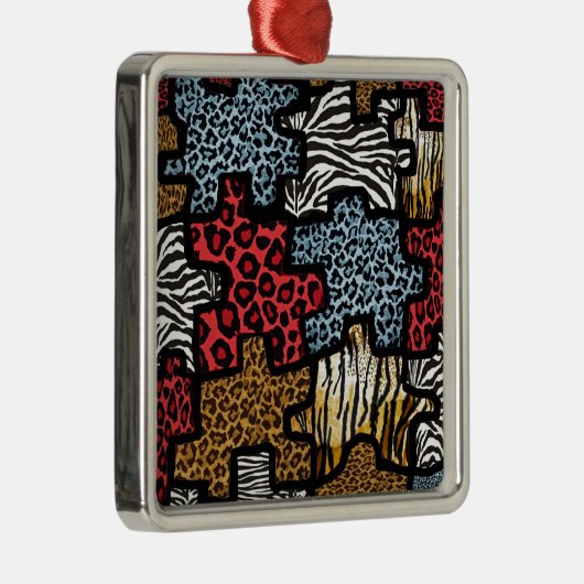 RAB Rockabilly Animal Print Puzzle Metalen Ornament (Rechts)