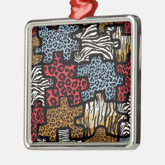 RAB Rockabilly Animal Print Puzzle Metalen Ornament (Links)