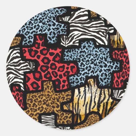 RAB Rockabilly Animal Print Puzzle Ronde Sticker (Voorkant)