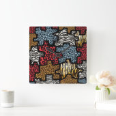 RAB Rockabilly Animal Print Puzzle Vierkante Klok (Huis)