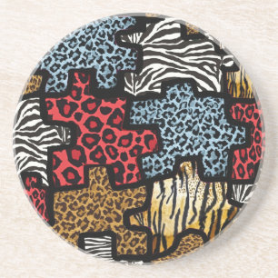 RAB Rockabilly Animal Print Puzzle Zandsteen Onderzetter
