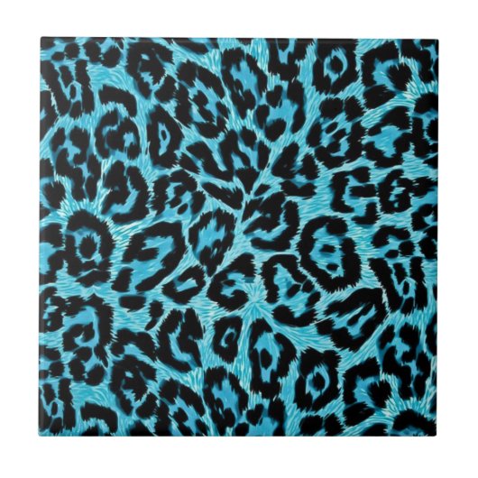 RAB Rockabilly Blue Leopard Print Tile Tegeltje (Voorkant)