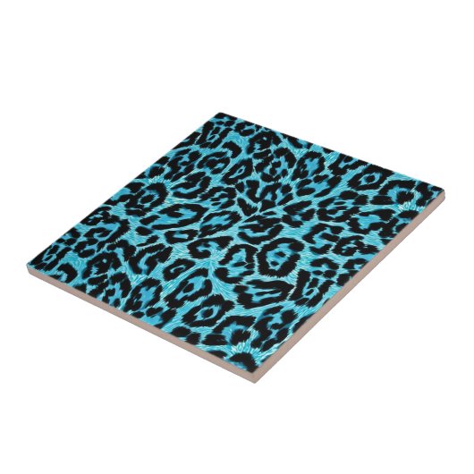 RAB Rockabilly Blue Leopard Print Tile Tegeltje (Zijkant)