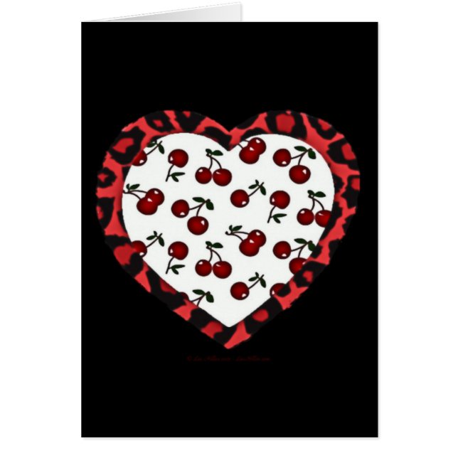 RAB Rockabilly Cherries Leopard Print Heart (Voorkant)