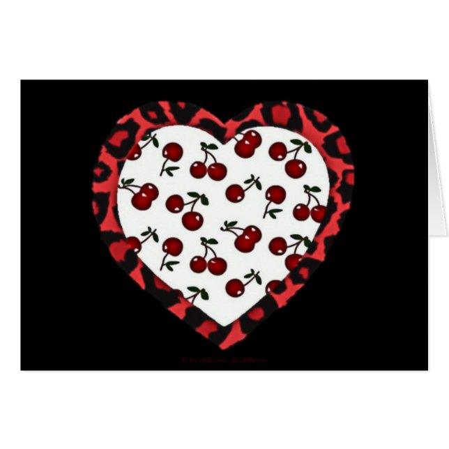 RAB Rockabilly Cherries Leopard Print Heart (Voorkant Horizontaal)