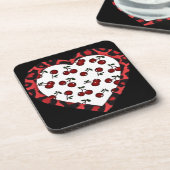 RAB Rockabilly Cherries Leopard Print Heart Bier Onderzetter (Linkerzijde)