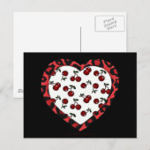 RAB Rockabilly Cherries Leopard Print Heart Briefkaart (Voorkant / Achterkant)