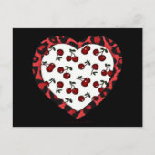 RAB Rockabilly Cherries Leopard Print Heart Briefkaart (Voorkant)