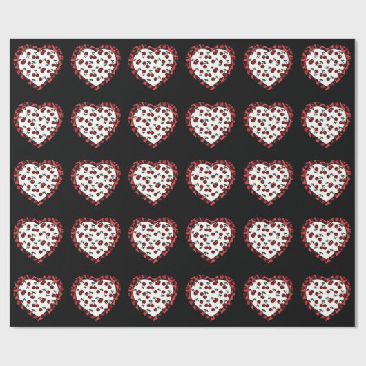RAB Rockabilly Cherries Leopard Print Heart Cadeaupapier (Vlak)