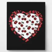 RAB Rockabilly Cherries Leopard Print Heart Fotoplaat (Voorkant)