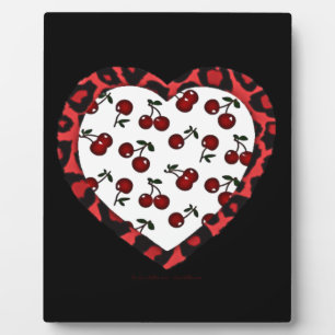 RAB Rockabilly Cherries Leopard Print Heart Fotoplaat