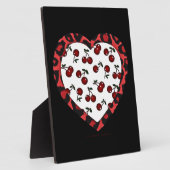 RAB Rockabilly Cherries Leopard Print Heart Fotoplaat (Zijkant)