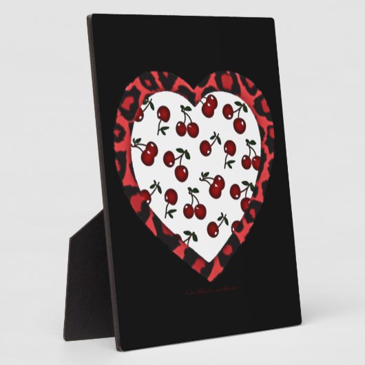 RAB Rockabilly Cherries Leopard Print Heart Fotoplaat (Zijkant)