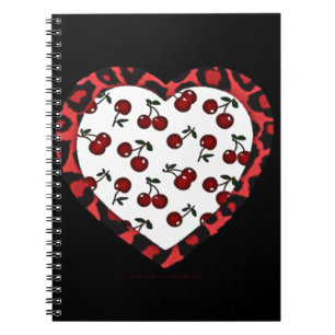 RAB Rockabilly Cherries Leopard Print Heart Notitieboek