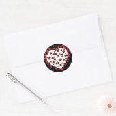 RAB Rockabilly Cherries Leopard Print Heart Ronde Sticker (Envelop)