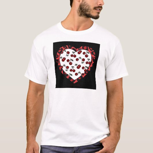 RAB Rockabilly Cherries Leopard Print Heart T-shirt (Voorkant)