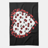 RAB Rockabilly Cherries Leopard Print Heart Theedoek (Verticaal)