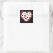RAB Rockabilly Cherries Leopard Print Heart Vierkante Sticker (Tas)