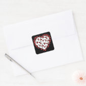 RAB Rockabilly Cherries Leopard Print Heart Vierkante Sticker (Envelop)