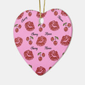 RAB Rockabilly Cherry Kisses op roze Keramisch Ornament (Links)