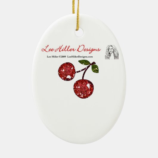 RAB Rockabilly Cherry Kisses op roze Keramisch Ornament (Achterkant)