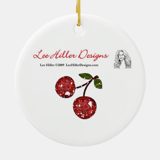 RAB Rockabilly Cherry Kisses op roze Keramisch Ornament (Achterkant)