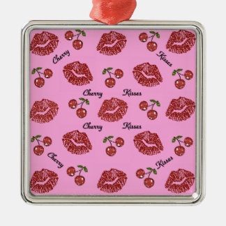 RAB Rockabilly Cherry Kisses op roze Metalen Ornament
