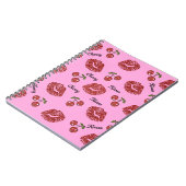 RAB Rockabilly Cherry Kisses op roze Notitieboek (Linkerzijde)