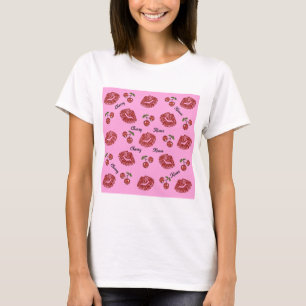 RAB Rockabilly Cherry Kisses op roze T-shirt