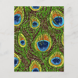 RAB Rockabilly Colorful Peacock Feathers Print Briefkaart