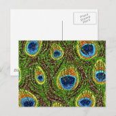 RAB Rockabilly Colorful Peacock Feathers Print Briefkaart (Voorkant / Achterkant)