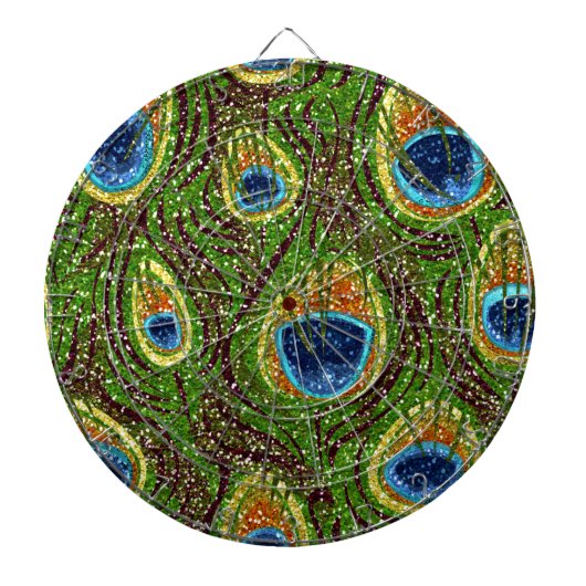 RAB Rockabilly Colorful Peacock Feathers Print Dartbord (Voorkant)