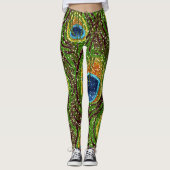 RAB Rockabilly Colorful Peacock Feathers Print Leggings (Voorkant)