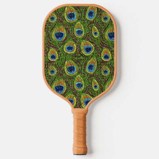 RAB Rockabilly Colorful Peacock Feathers Print Pickleball Paddle (Voorkant)