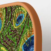 RAB Rockabilly Colorful Peacock Feathers Print Pickleball Paddle (Links Detail)