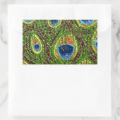 RAB Rockabilly Colorful Peacock Feathers Print Rechthoekige Sticker (Tas)