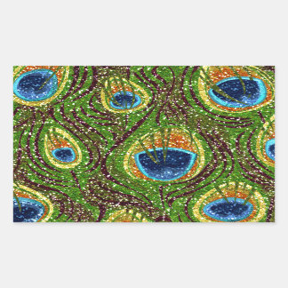 RAB Rockabilly Colorful Peacock Feathers Print Rechthoekige Sticker
